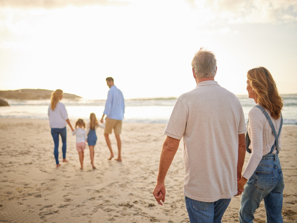 Family on beach